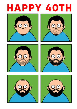 Changing Hair Illustration Funny 40th Birthday Card