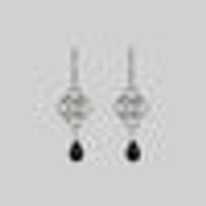 RUBIOUS. Chainmail & Black Agate Hoop Earrings - Silver - Silver