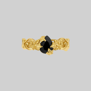 FERONIA. Secret Garden Black Onyx Ring - Gold - Gold / Medium