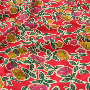 Tissu viscose - Fanou rouge et rose