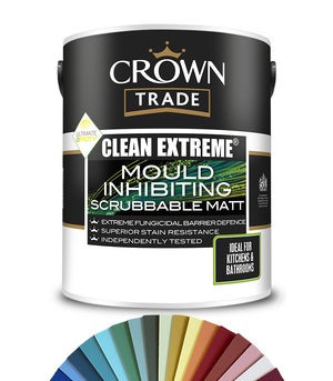 Crown Trade Clean Extreme Mould Inhibiting Scrubbable Matt Paint - Tinted Colour Match