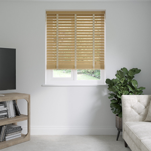 Savanna Oak Brown Faux Wooden Blinds 50mm With Tapes: 1200mm x 2200mm Exact