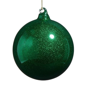 Raz - Make It Merry-Green Glitter Blown Glass Ornament