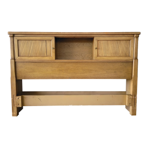 1956 Drexel Campagna Pecan Bookcase Headboard