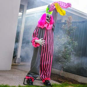 2.1m Halloween Animatronic Standing Clown With Voice, Lights & Movement