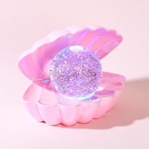 Watt's On Pearlised Pink Glitter Pearl Shell Lamp