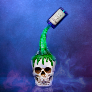 Halloween Animated Skull with LED Green Potion
