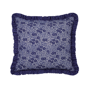 Calico Frilled Edge Cushion 50cm x 50cm, Blue