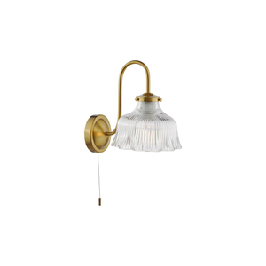 MAU0742 Maude Wall Light Natural Brass and Ribbed Glass