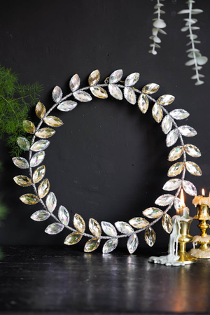 Jewelled Silver Leaf Door / Christmas Wreath