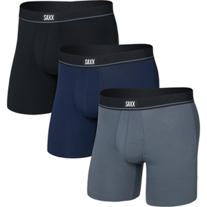 Saxx Mens Essential 3 Pack Boxer Briefs - M / Black/Tur/Mar