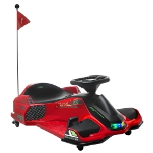 HOMCOM Go Kart Eléctrico para Niños 8-12 Años Velocidad 3-8 km/h con Luces y Música, Rojo