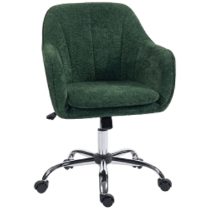 HOMCOM Snow Flannel Office Chair with Padded for Home - Dark Green
