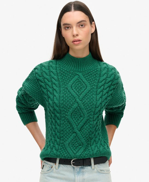 Maglione dolcevita a trecce Aran
