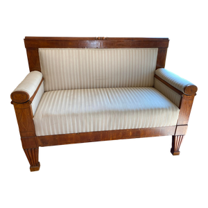 19th Century Antique Cream Empire Settee or 2-Seat Sofa