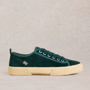 White Stuff Pippa Cord Lace Up Trainers Dark Teal Size 4