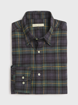 Navy Brushed Cotton Tartan Shirt