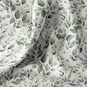 Tissu popeline de coton - Luara blanc et vert