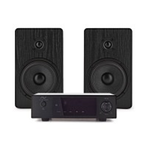 AVCOM Solid State Amplifier with 5" Passive Speakers, Black