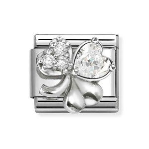 Classic Silver & Zirconia Clover Charm