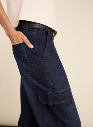 Organic Stretch Cotton Wide Leg Cargo Jeans - UK 18 | EU 44 | US 14 / Dark Indigo