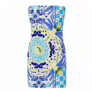 Limoncello Hand-Beaded Embellished Mini Dress- Blue (S)