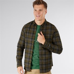 Tokyo Laundry Mens Barklem Long Sleeve Shirt Dark Olive