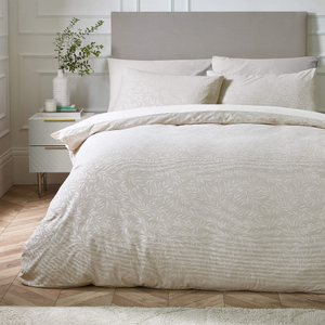 Catherine Lansfield Corded Leaves Champagne Kingsize Duvet Set