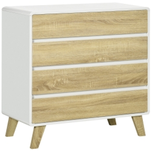 HOMCOM Chest of Four Drawers - Wood-Effect/White