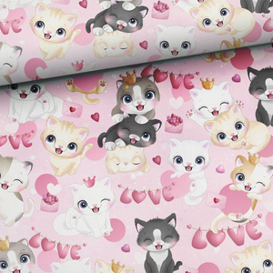 Tissu coton premium - Chatons fond rose