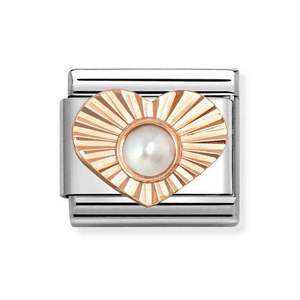 Classic Rose Gold & Pearl Heart Charm