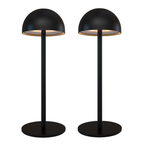 2x Lampe de Table Sans Fil – Noir – IP54 – Rechargeable - Dimmable – CCT – 2000 mAh Batterie - Vita