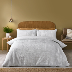 Folkstone Geo Duvet Cover Set - White King Size 220x230cm