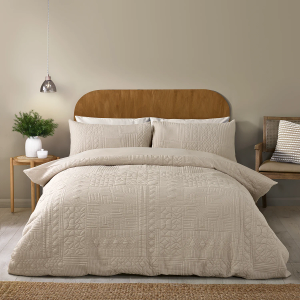 Folkstone Geo Duvet Cover Set - Natural King Size 220x230cm