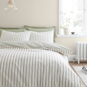 Hampton Stripe Duvet Cover Set - Green King Size 220x230cm