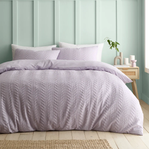 Heatset Wave Duvet Cover Set - Lilac Single 200x135cm