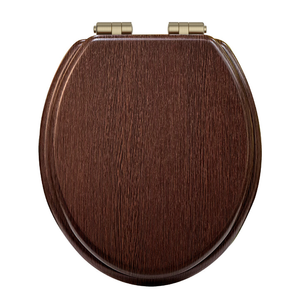Heritage Soft Close Toilet Seat with Brushed Brass Hinges Walnut