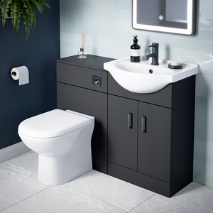 Cove 550mm Matt Black Vanity & WC Toilet Unit Set with Concealed Cistern & Soft-Close Seat