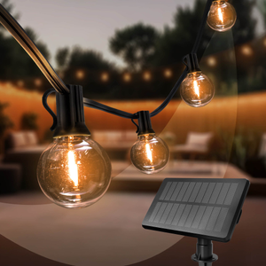 5.5m Solar LED String Lights - G40 - 2700K - 12V - IP44 - Includes LED Bulbs - Plug & Play