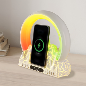 Zylo 4 in 1 Volcano Peak Multifunction Wireless Charger with 5W Bluetooth Speaker & White Noise & Sunrise Alarm Clock