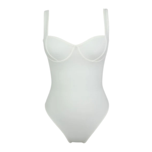 Sweetheart Neckline One-Piece Swimsuit, Ivory Cream (M)