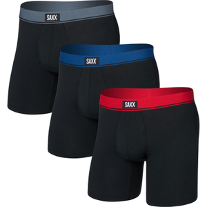 Saxx Mens Essential 3 Pack Boxer Briefs - M / Red/Navy/Turbulence Wb