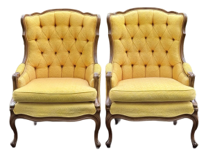 Vintage Pair of Louis XV French High Back Chairs - For Reupholstery