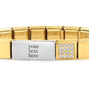 GLAM Gold Pave Crystal Engravable Bracelet