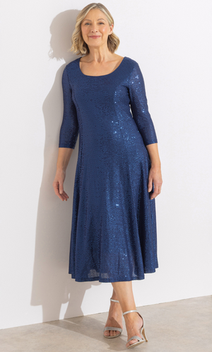 Anna Rose Shimmer Midi Dress - Midnight