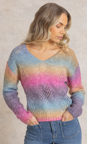 Eyelet Knitted Jumper - Multi