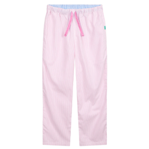 Men's Soft, Breathable Organic Brushed Cotton Loungewear Trousers In Pink And White Stripes (34")
