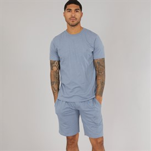 French Connection Mens FC Shorts And Crew Co-Ord Light Blue Melange