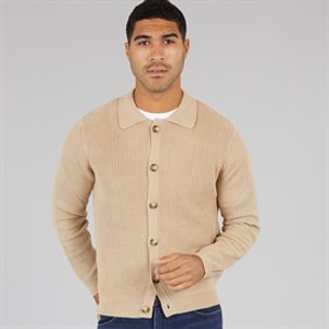 Avant Garde Mens Santon Button Down Cardigan Stone