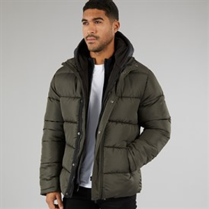 French Connection Mens Row Mid Fleece Jacket Khaki